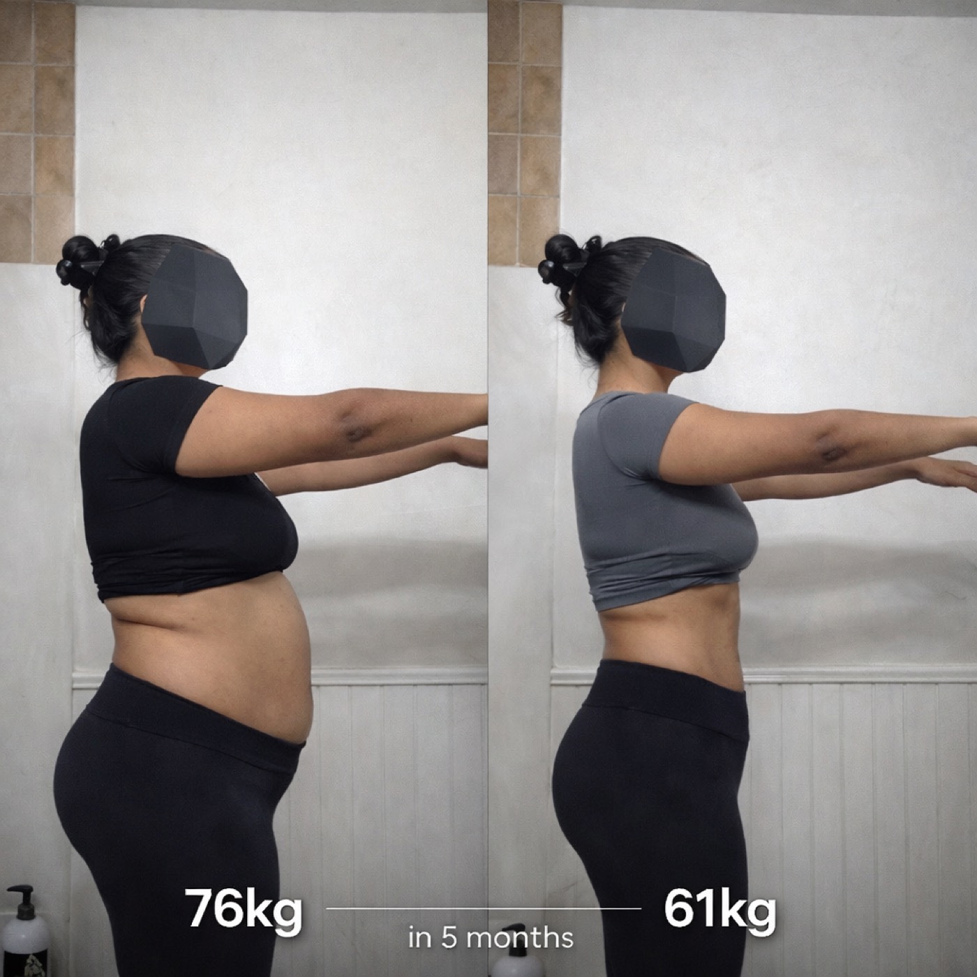76 kg to 61 kg