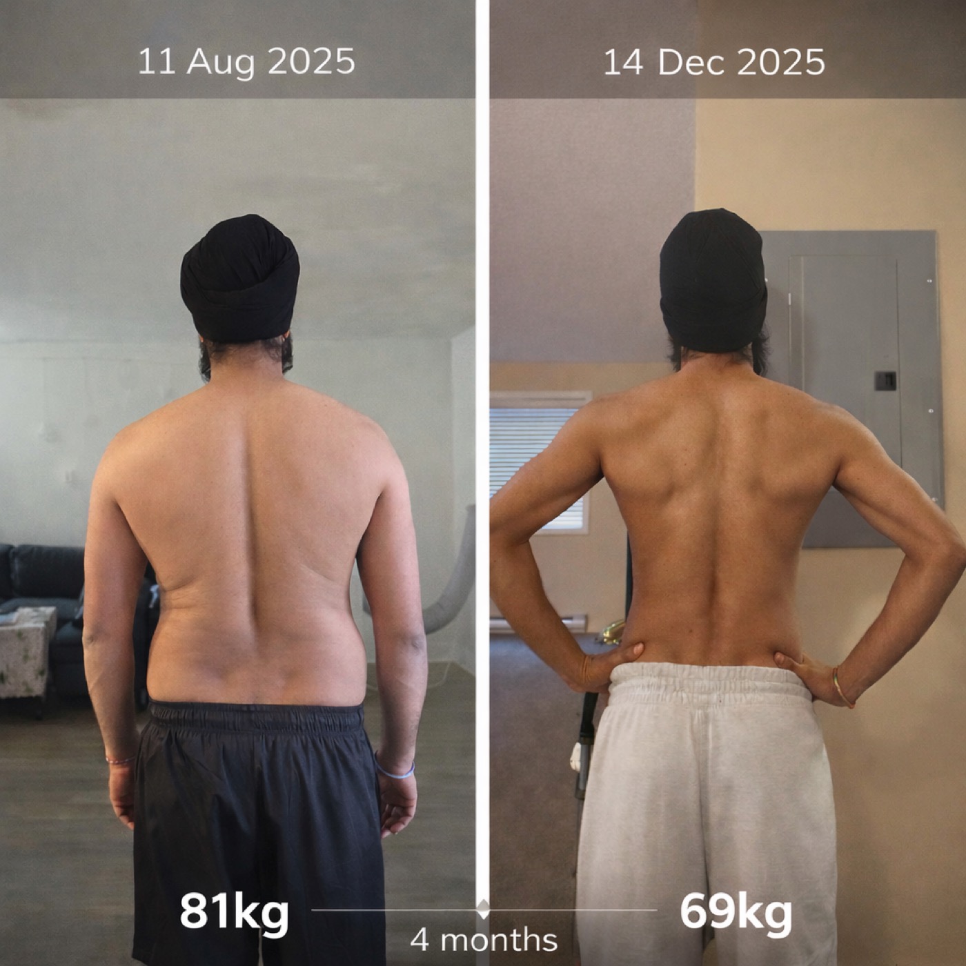 81 kg to 69 kg