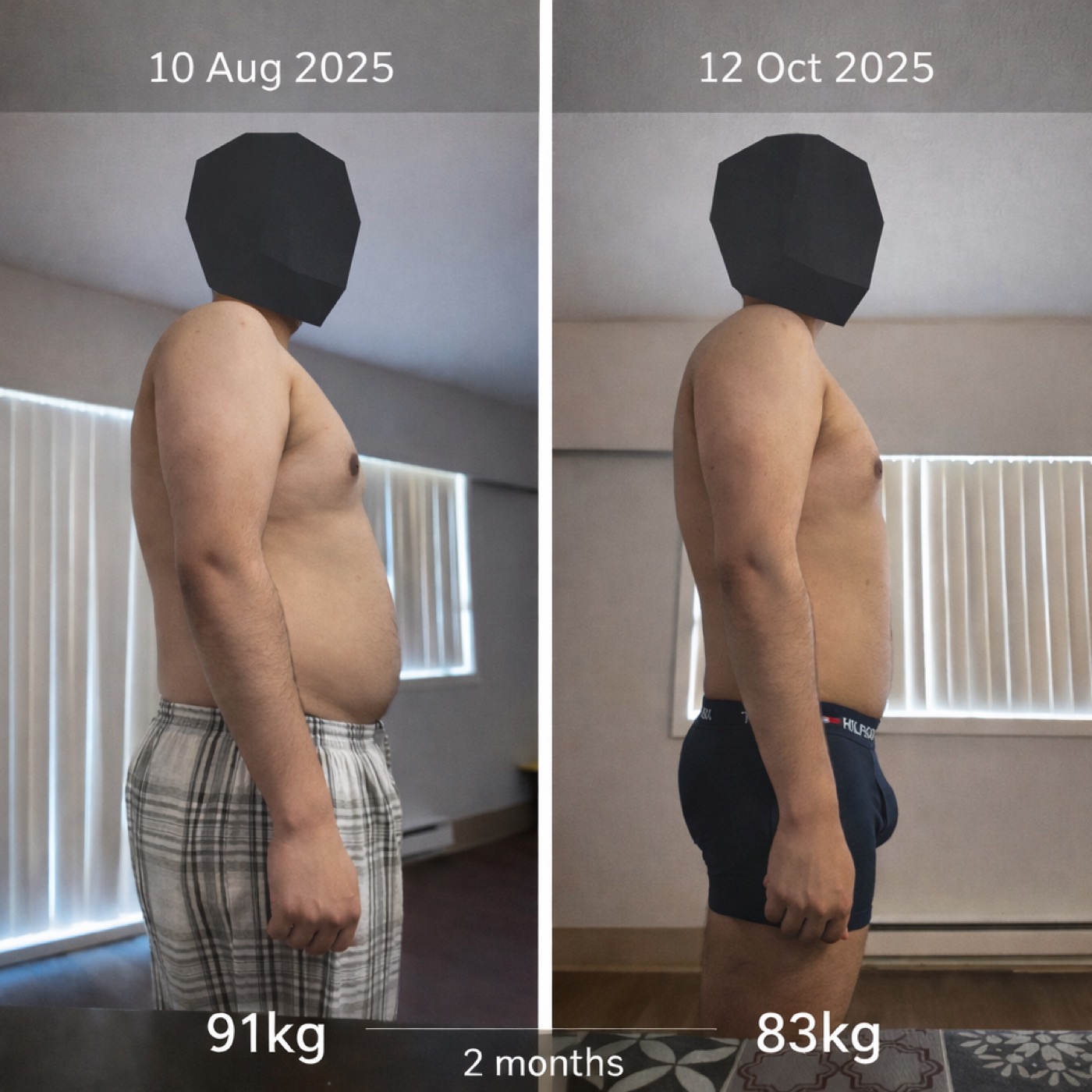 91 kg to 83 kg